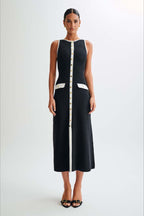 Fashion Buttoned Knit Work Dress