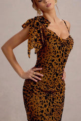 Leopard Print Slip Maxi Birthday Dress