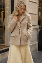 Fashion Pink Lapel Long Sleeves Women Blazer Jacket Loose Overcoats