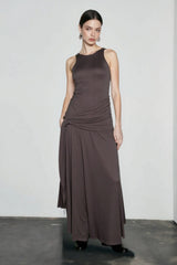 Sexy Paneled Sash Ruffled Solid Party Dress