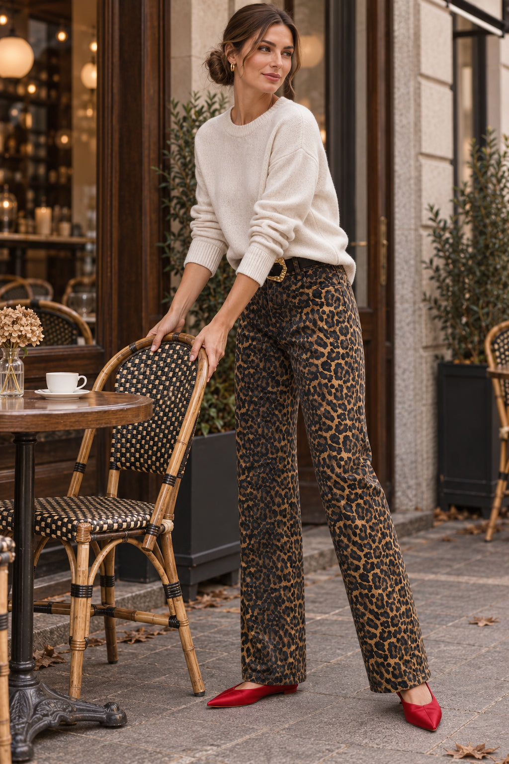 Leopard Chic Straight Leg Jeans Secondary image