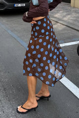 Sheer Polka Dot Ruffled Mesh Skirt