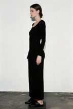 Basics Solid Long Sleeve Bodycon Maxi women Midi Dresses