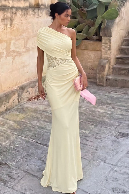 Off-Shoulder Lace Ruched Bodycon Lace Dress Main image