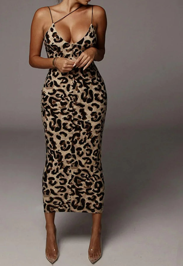 Leopard Snake Print Backless Midi Dress Secondary image