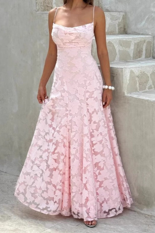 French Lace Spaghetti Strap Prom Dress Main image