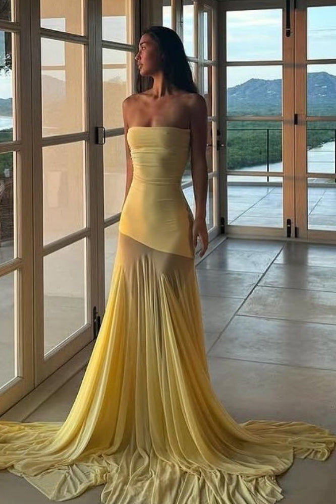 Pale Mesh Panel Strapless Gown Prom Dress Secondary image