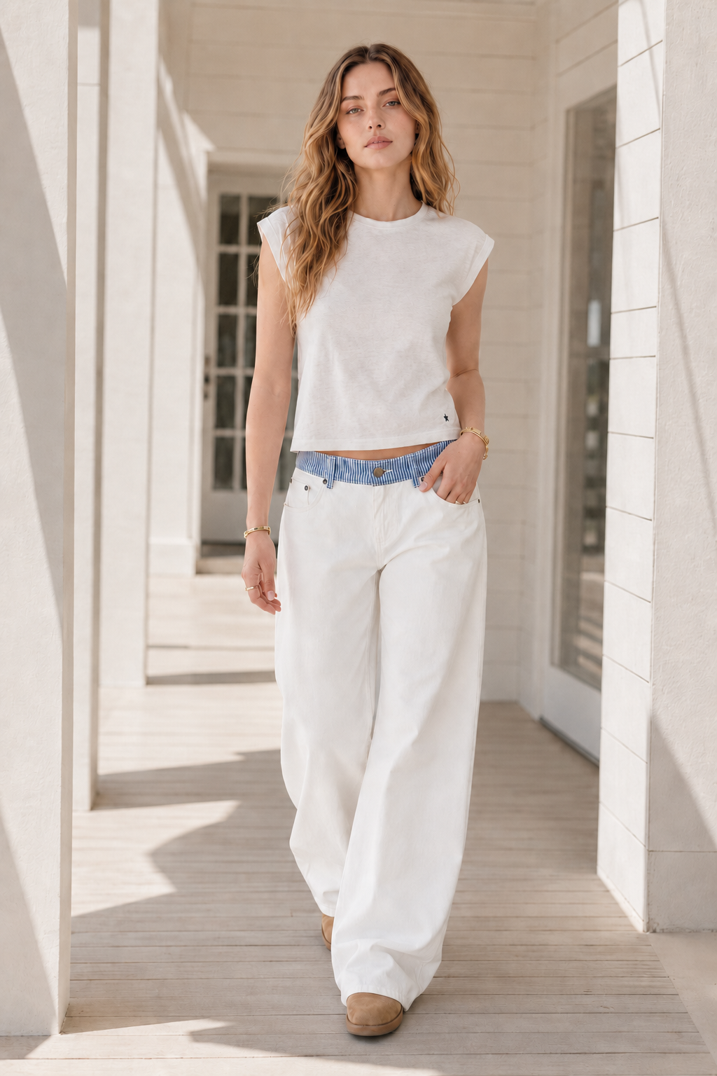 Contrast Tape Straight Leg Pants