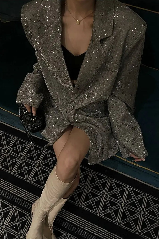 Chic Single-Breasted Sequin Blazer Main image