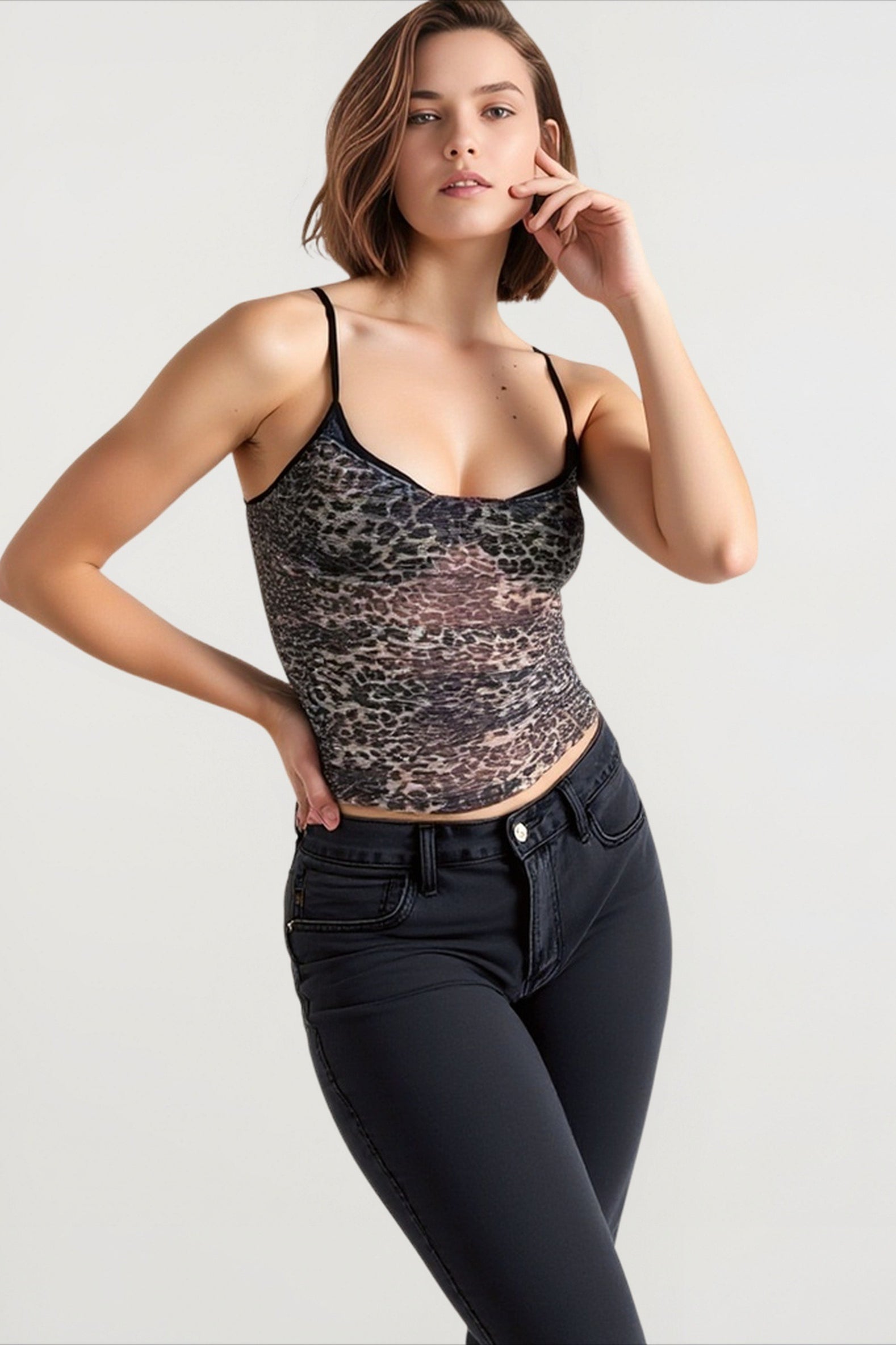 Sheer Leopard Layered Cami Top Secondary image