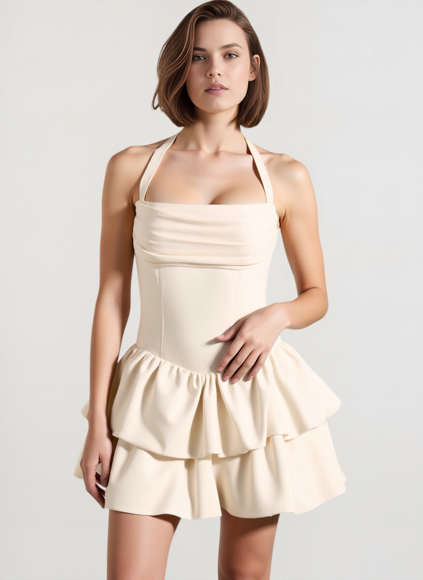 Satin Halter Bubble Hem Vacation Dress Secondary image