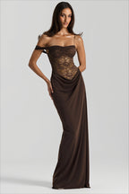 Lace Panel Spaghetti Strap Fitted Dress