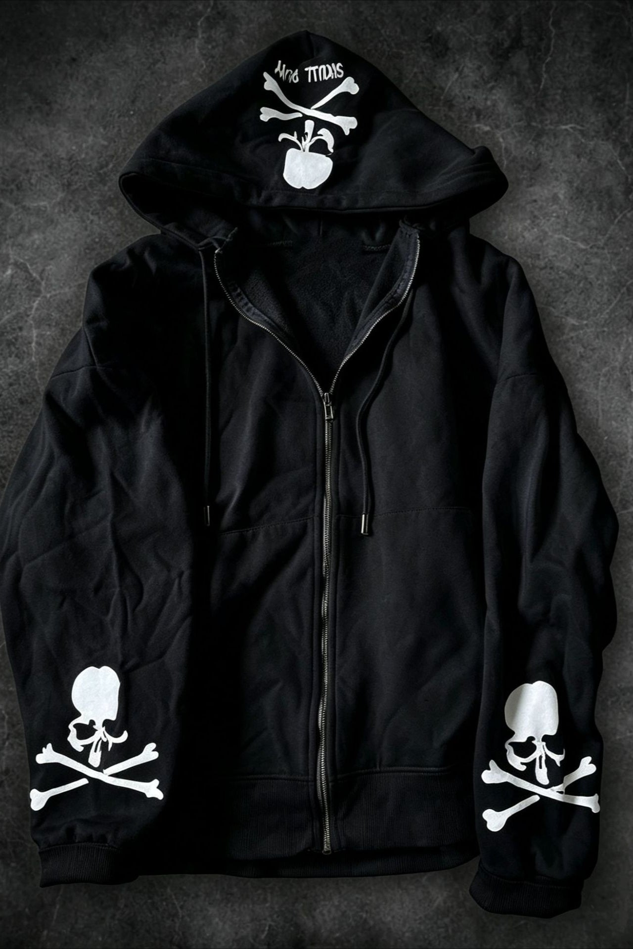 Skull Graphic Sleeve Full Zip Hoodie Secondary image