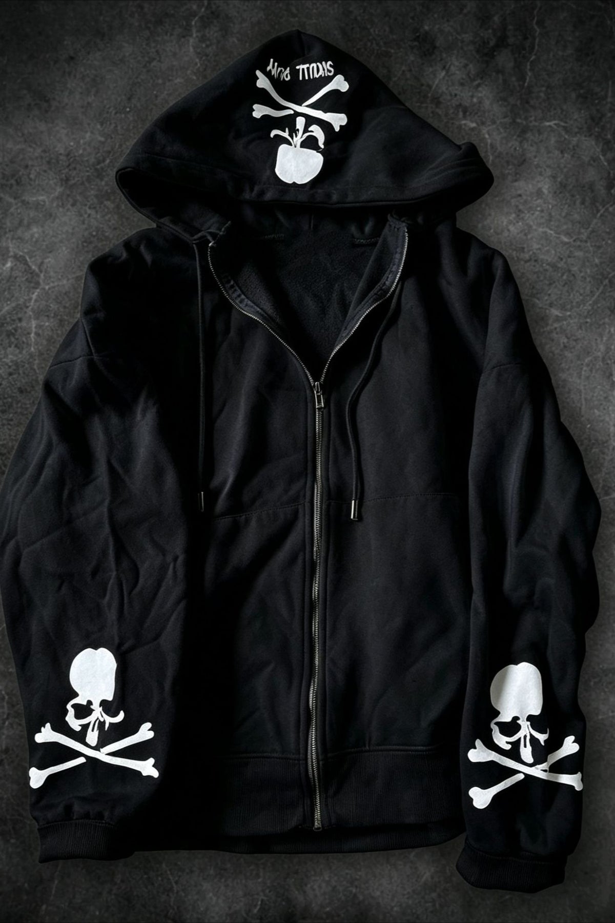 Skull Graphic Sleeve Full Zip Hoodie