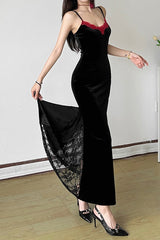 Lace Trim Cami Maxi Lace Dress