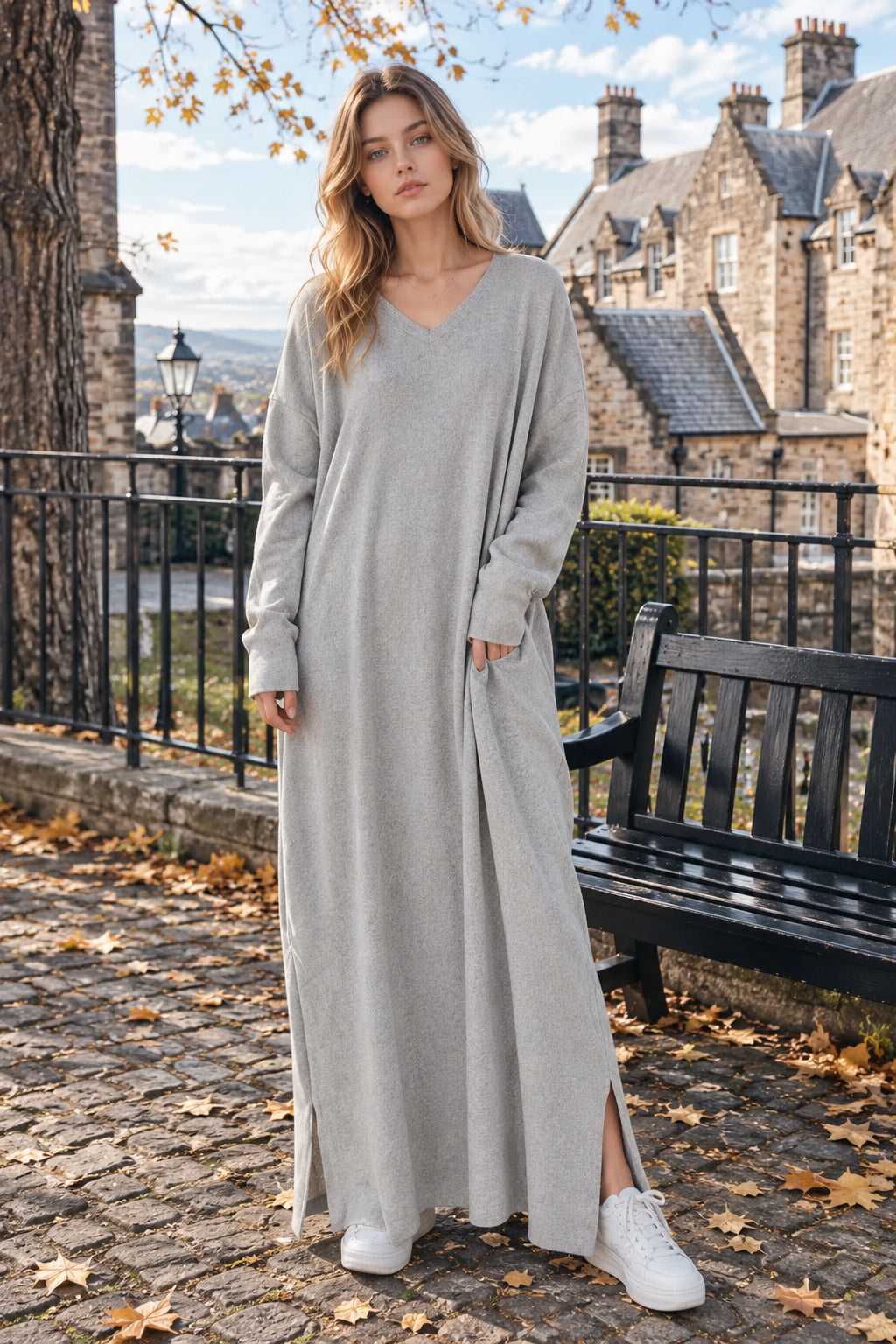 V Neck Swing Dress - Long Sleeve Main image