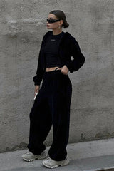 Street Style Zip Hoodie Joggers Activewear Set