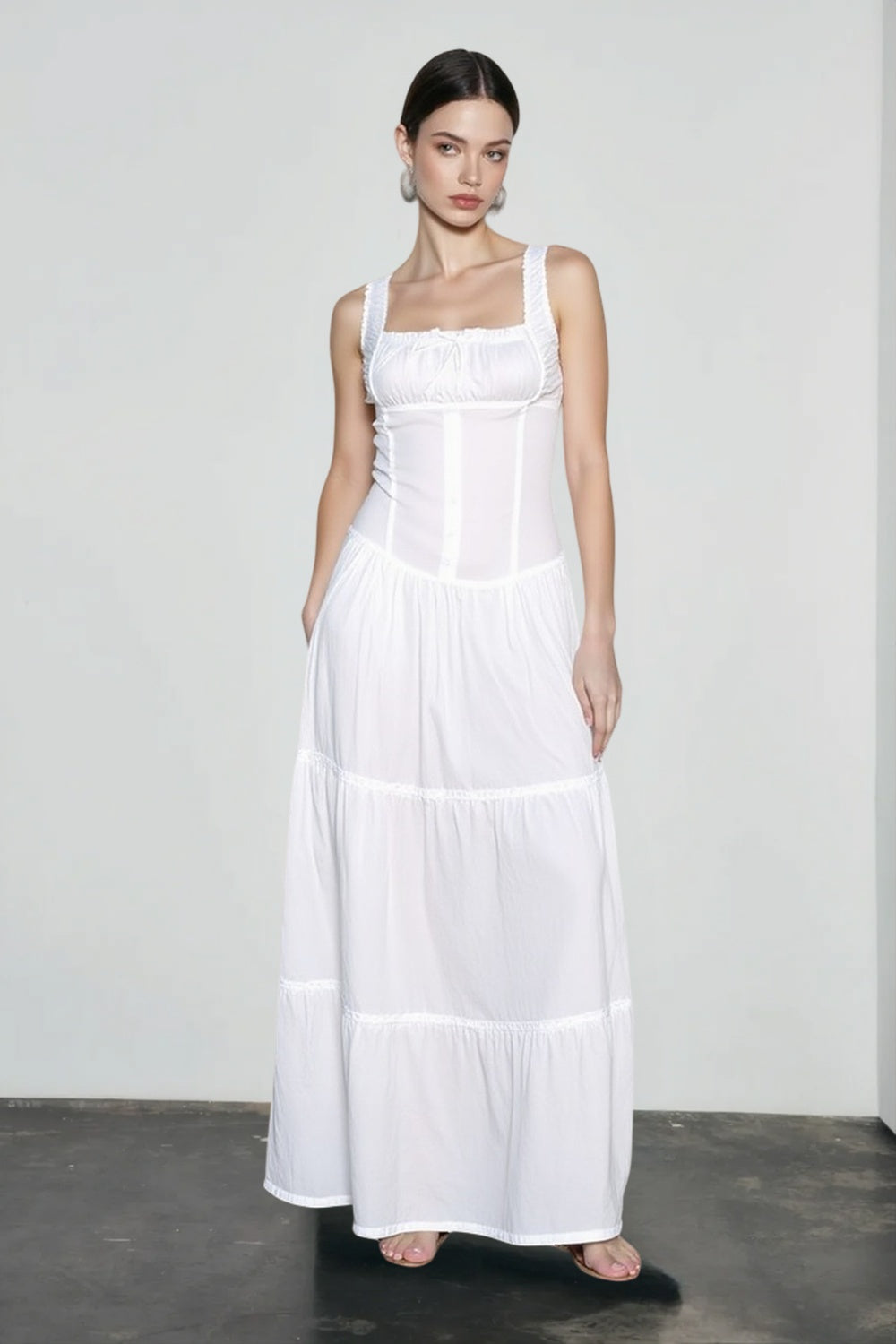 Ruched Front Button Maxi Vacation Dress Main image