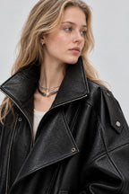 Soft PU Leather Belted Jacket