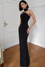 Solid Color Split Halter  Bodycon Dress