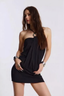 Y2K Metal Ring Halter Backless Draped Slim Bodycon Dress