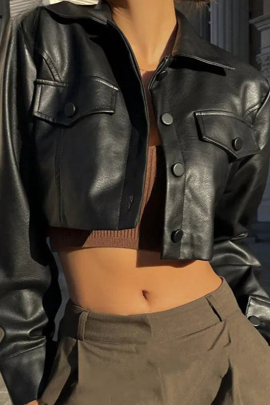 Grunge Style Faux Leather Jacket Main image
