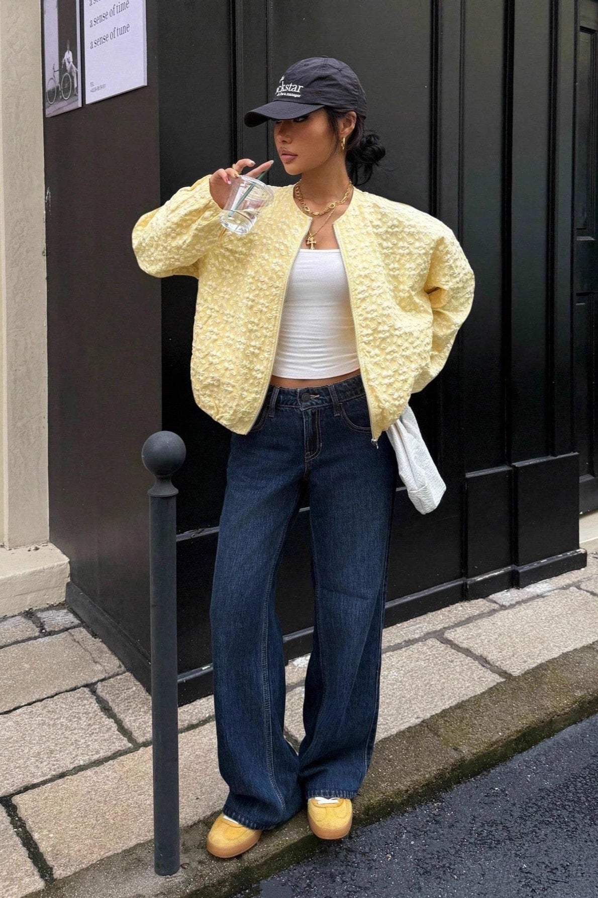 Cropped Jacquard Sleeve Jacket Main image