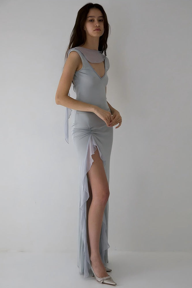High Slit Ruffle Slip Dress Secondary image