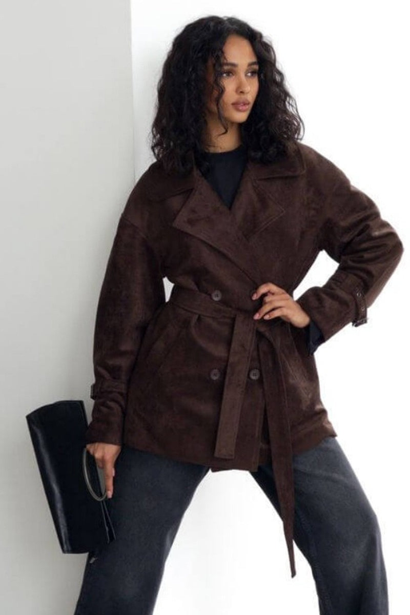 Vintage Suede Notch Collar Coat Main image