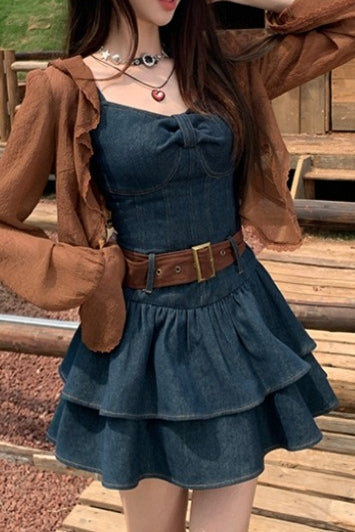Short Strappy Denim Dress Main image