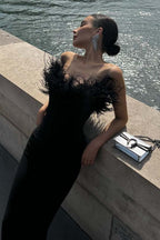 Ostrich Feather Bandage Prom Dress