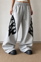 Oversized Letter Print Wide Leg Pants