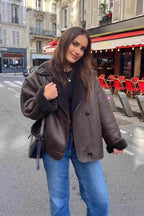 Shearling Suede Relaxed Fit Coat