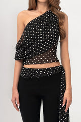 Polka Dot Sleeveless Top Two Pieces Set