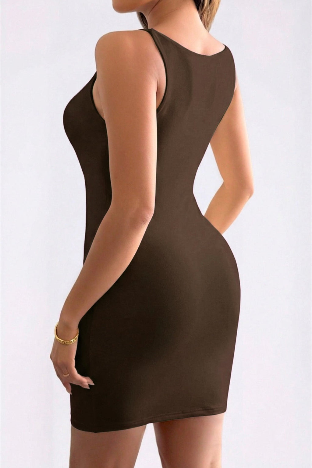 Minimalist Solid Color Slim Fit Mini Dress