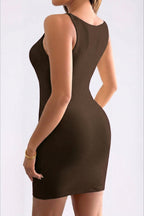 Minimalist Solid Color Slim Fit Mini Dress