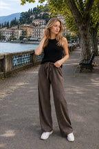 Wool Blend High Waist Knit Pants