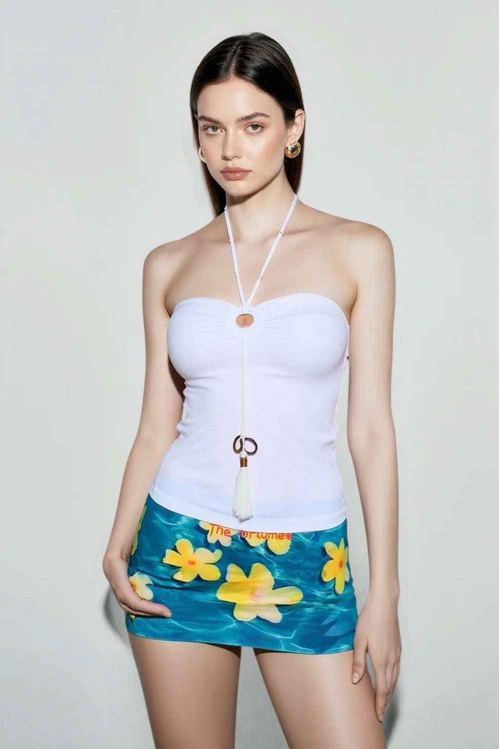 Egg Floral Mesh Low Waist Vacation Skirt Main image