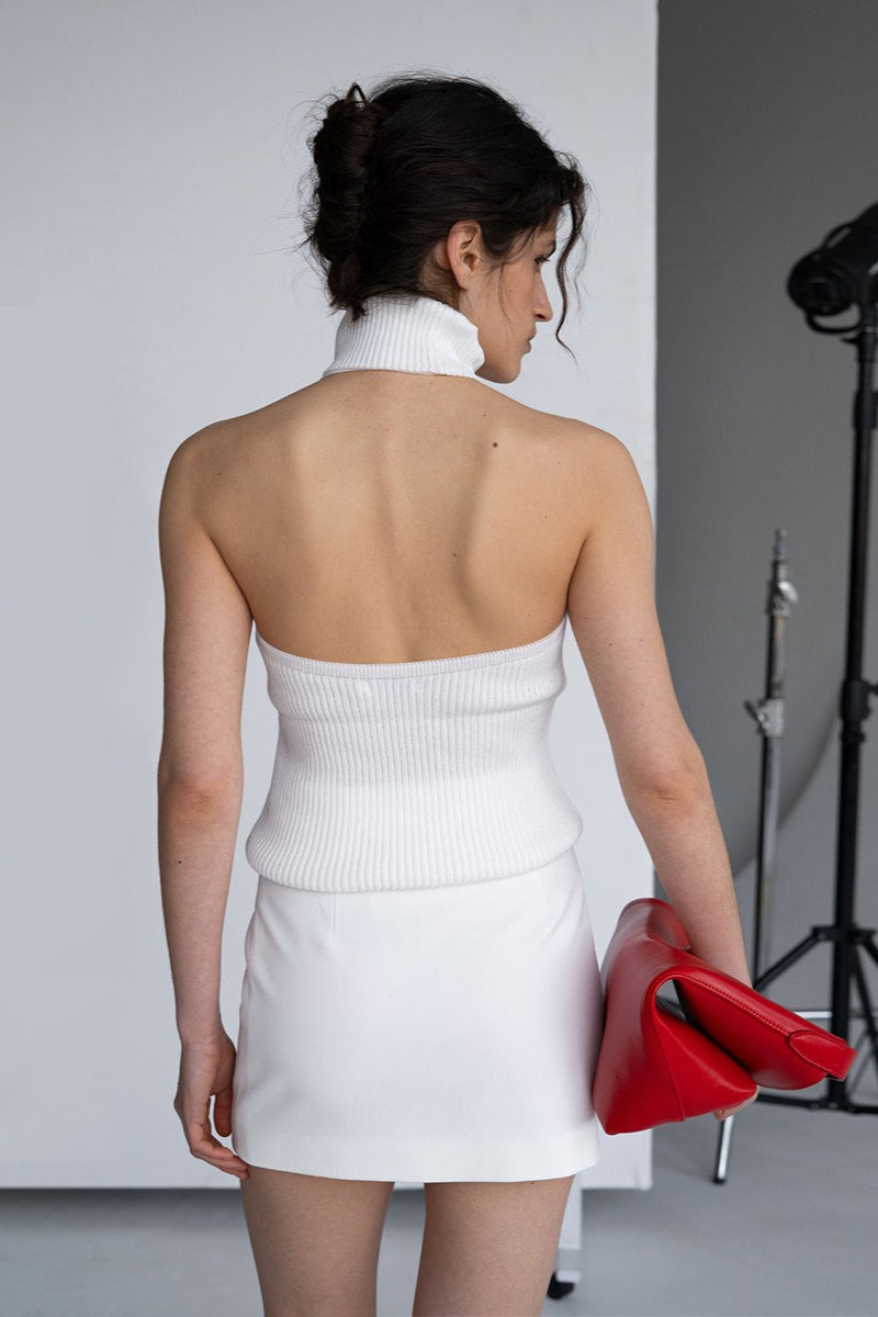 Halter Backless Ribbed Sleeveless Knit Top