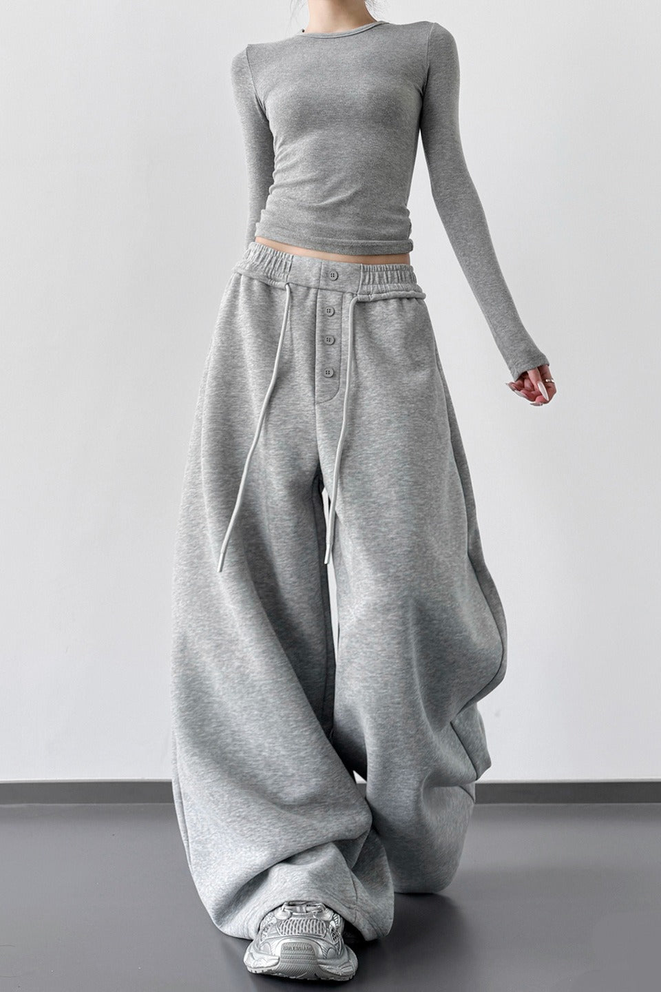 Sporty Wide Leg Casual Elastic Waist Pants Main image