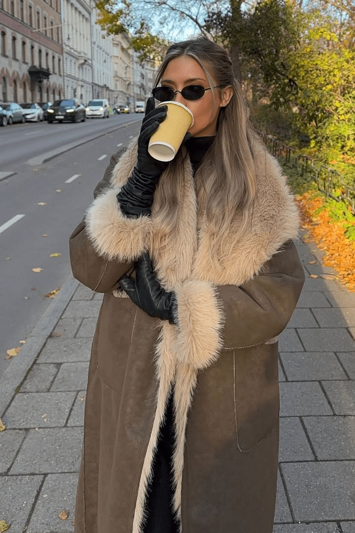 Reversible Faux Fur Long Sleeve Long Overcoat Secondary image