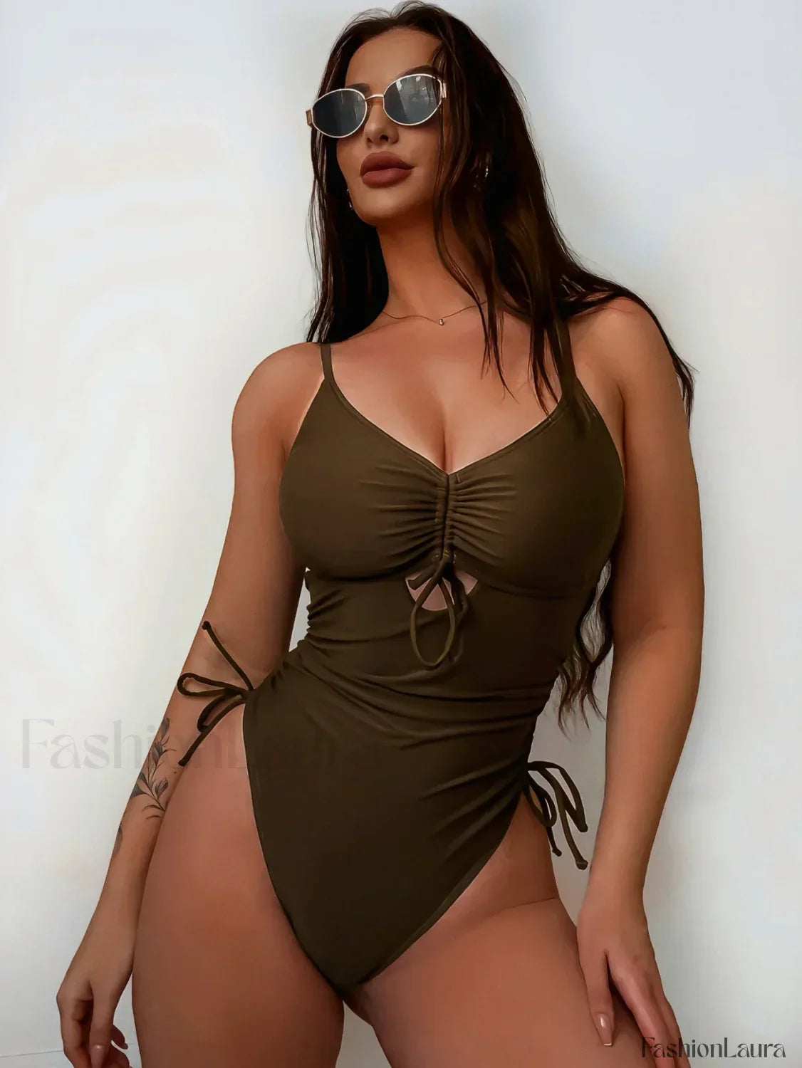 Dark Brown Conservative One Piece Brown / S