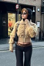 Faux Fur Patchwork Collar Coat
