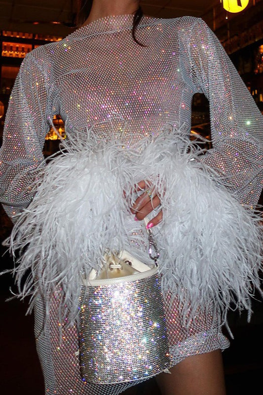 Sheer Mesh Sparkle Cocktail Dress Main image