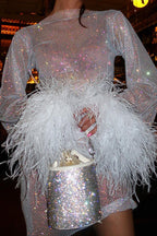 Sheer Mesh Sparkle Cocktail Dress