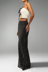 Polka Dot Pencil Slim Maxi Skirt