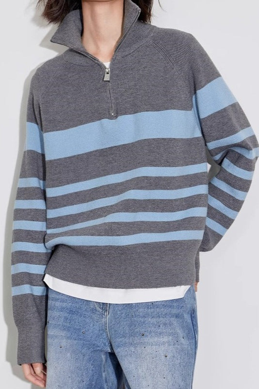 Color Block Striped Knit Sweater Main image