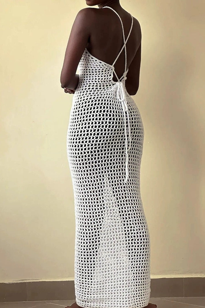 Beach Vacation Knit Cut Out Cover Up Maxi Sweater Dress Secondary image