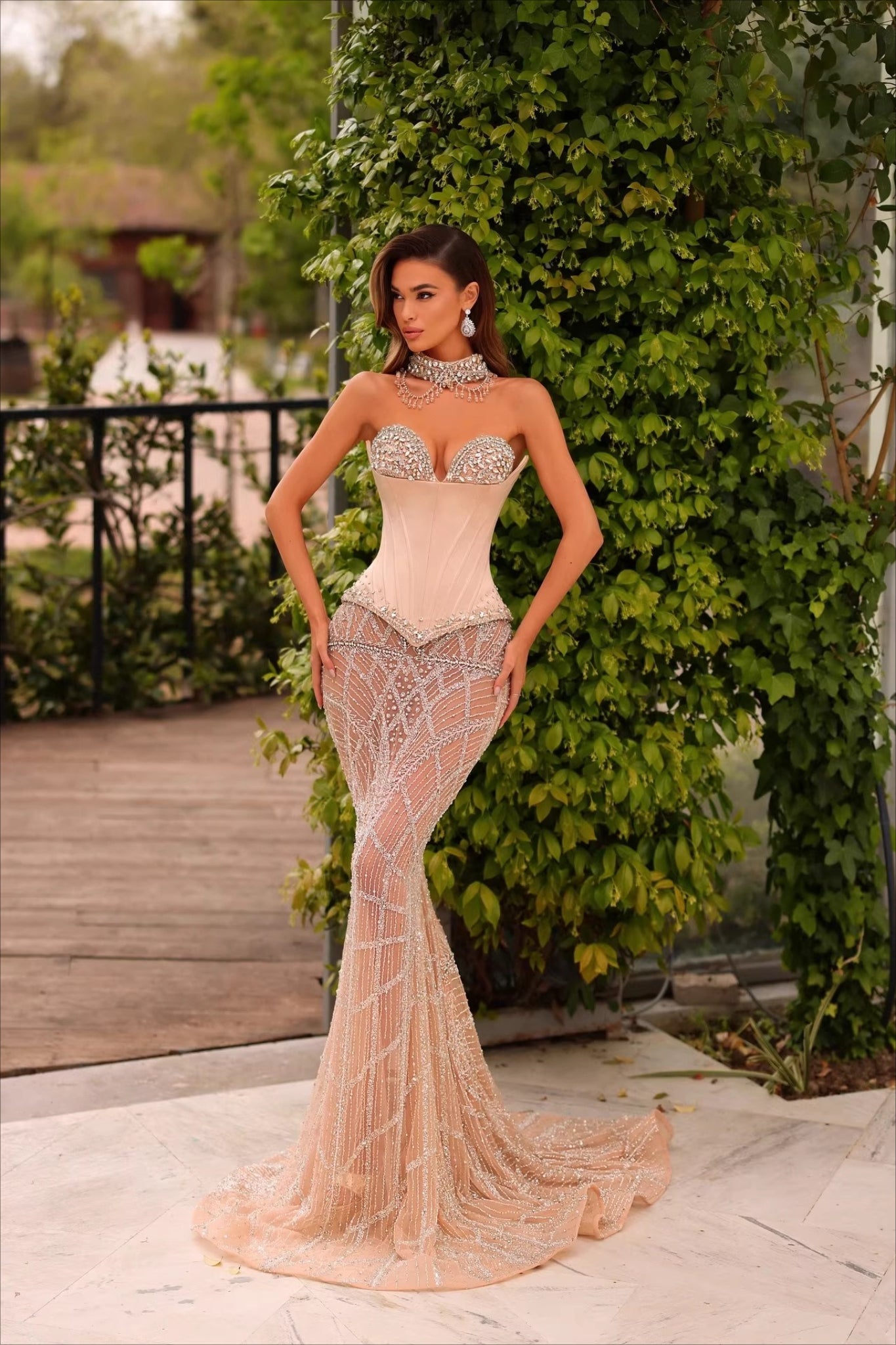 Beaded Sequin Bodycon Gown Prom Dress Main image
