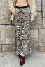 High Waist Zebra Print Office Midi Skirt
